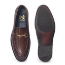 Italian Cut Textured Buckle Slipons (Tan Brown) — Brown slipons | Modello Domani