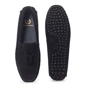 Gommino Suede Tassel Loafers (Black)