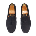 Gommino Suede Tassel Loafers (Black) — Black loafers | Modello Domani