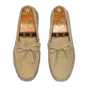 Gommino Suede Bow Loafers (Sand Beige) — Beige loafers | Modello Domani