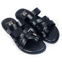 Gladiator Slippers (Black) — Black slippers | Modello Domani