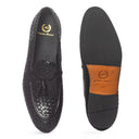 Woven Leather Tassel Slipons (Black) — Black slipons | Modello Domani