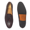 Woven Leather Tassel Slipons (Brown) — Brown slipons | Modello Domani
