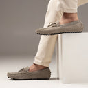 Gommino Suede Bow Loafers (Moon Grey - Limited Edition) — Grey loafers | Modello Domani