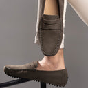 Gommino Suede Penny Loafers (Military Green Mehendi) — Green loafers | Modello Domani