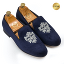 The Regal Bee Slipons (Navy Silver - Limited Edition #GoldBottom) — Navy slipons | Modello Domani