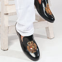 The Regal Crest Leather Slipons (Black) — Black slipons | Modello Domani