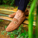 Tuscany Buckle Suede Loafers (Chocolate Brown) — Brown loafers | Modello Domani