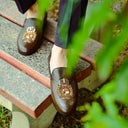The Regal Crest Leather Slipons (Brown) — Brown slipons | Modello Domani