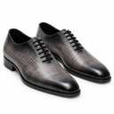 Charles patina leather wholecut Oxford in black grey for men, Modello Domani