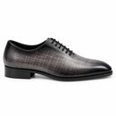 Black grey hand-painted patina wholecut Oxford with leather upper and leather sole