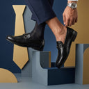 black buckle shoes for men for office and job