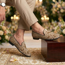 wedding floral embroidery velvet shoes for grooms and occasion wear. 