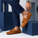 tan suede summer walk loafers for men