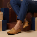 wedding orange tan juttis in velvet for mne. groom shoes.