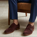 suede monkstraps in suede leather for men