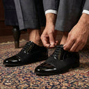 tuxedo suit formal shoes with black patent leather lace up oxfords shoes