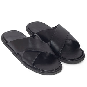New Roman Leather Domani Slippers (Black)