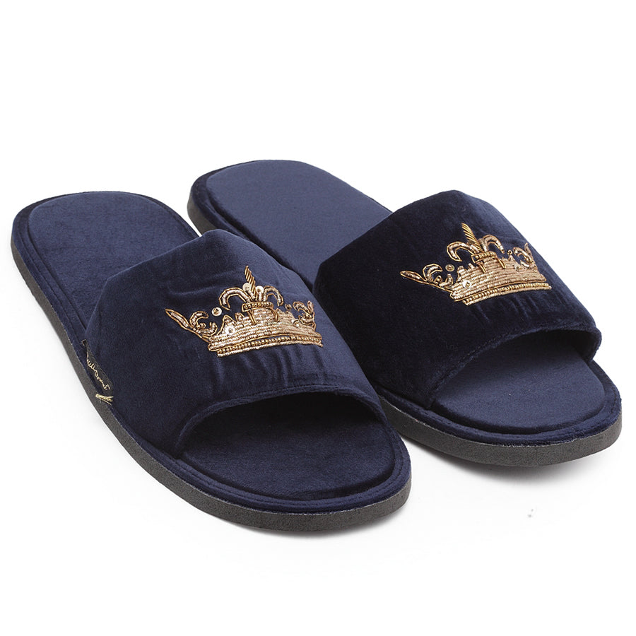 Roman Crown Domani Slippers (Navy)