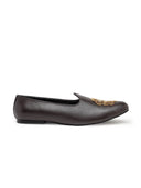 Royal Crest Leather Juttis (Black)(Patent Copyright Artwork) — Black juttis | Modello Domani