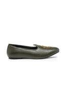 Royal Crest Leather Juttis (Bottle Green)(Patent Copyright Artwork) — Green juttis | Modello Domani