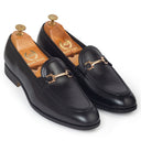 Italian Cut Buckle Slipons (Black) — Black slipons | Modello Domani