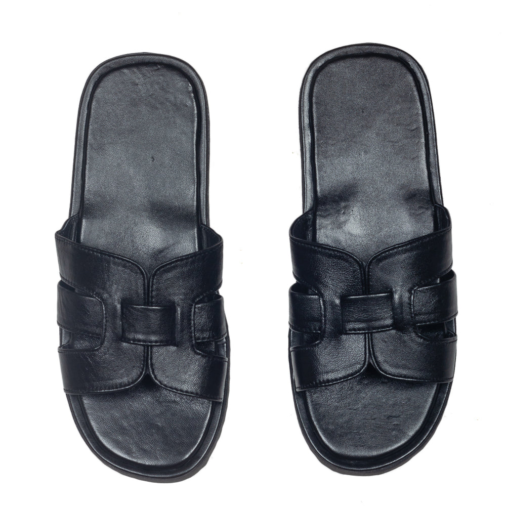 Hercules Leather Domani Slippers (Black)