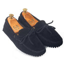 Gommino Suede Bow Loafers (Black) — Black loafers | Modello Domani