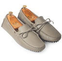 Gommino Leather Bow Loafers (Grey) — Grey loafers | Modello Domani