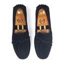 Gommino Suede Bow Loafers (Black) — Black loafers | Modello Domani