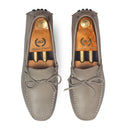 Gommino Leather Bow Loafers (Grey) — Grey loafers | Modello Domani