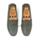 Gommino Leather Bow Loafers (Military Green) — Green loafers | Modello Domani
