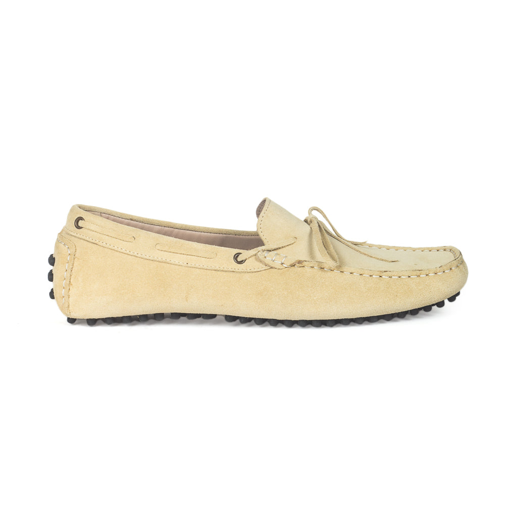 Gommino Suede Bow Loafers (Beige)