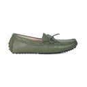 Gommino Leather Bow Loafers (Military Green) — Green loafers | Modello Domani