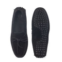 Gommino Suede Bow Loafers (Black) — Black loafers | Modello Domani