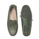 Gommino Leather Bow Loafers (Military Green) — Green loafers | Modello Domani