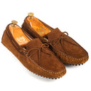 Gommino Suede Bow Loafers (Chocolate Brown) — Brown loafers | Modello Domani