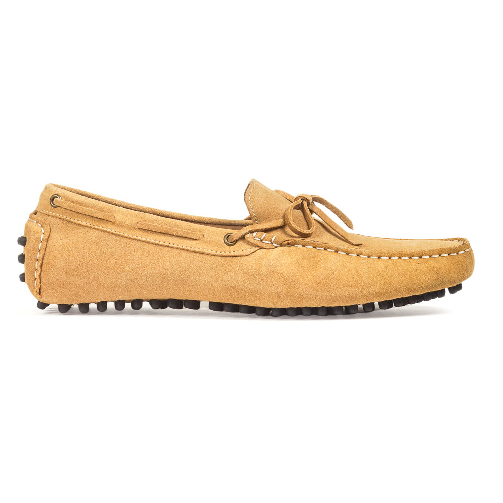 Gommino Suede Bow Loafers (Sand Beige)