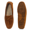 Gommino Suede Bow Loafers (Chocolate Brown) — Brown loafers | Modello Domani