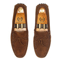Gommino Suede Bow Loafers (Chocolate Brown) — Brown loafers | Modello Domani