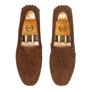 Gommino Suede Bow Loafers (Chocolate Brown)