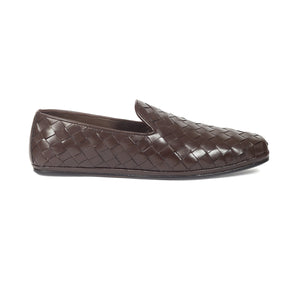 Soft Nappa Leather Woven Slipons (Brown)