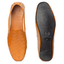 Soft Nappa Leather Woven Slipons (Tan) — Tan slipons | Modello Domani