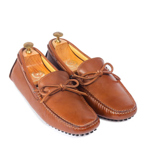 Gommino Leather Bow Loafers (Chocolate Brown)