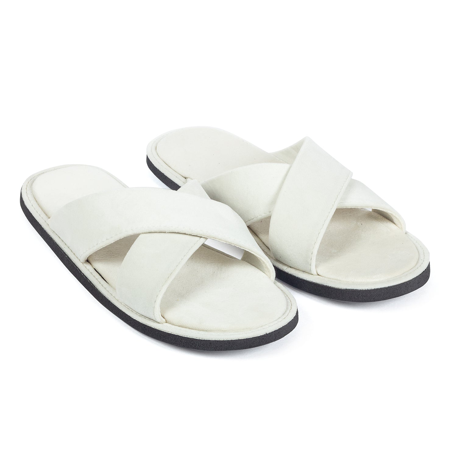 New Roman Velvet Domani Slippers (White)