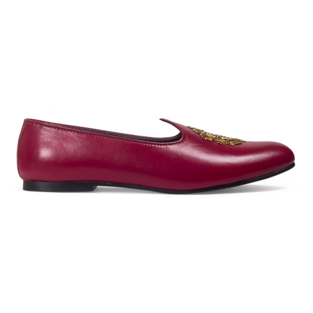 Royal Crest©️ Leather Juttis (Wine)(Patent Copyright Artwork)