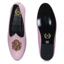 Royal Crest Leather Juttis (Baby Pink)(Patent Copyright Artwork) — Pink juttis | Modello Domani