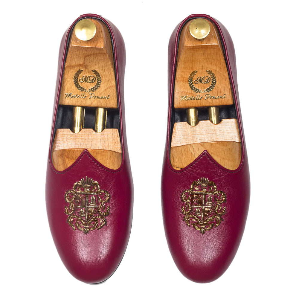 Royal Crest©️ Leather Juttis (Wine)(Patent Copyright Artwork)