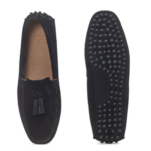 Gommino Suede Tassel Loafers (Black)