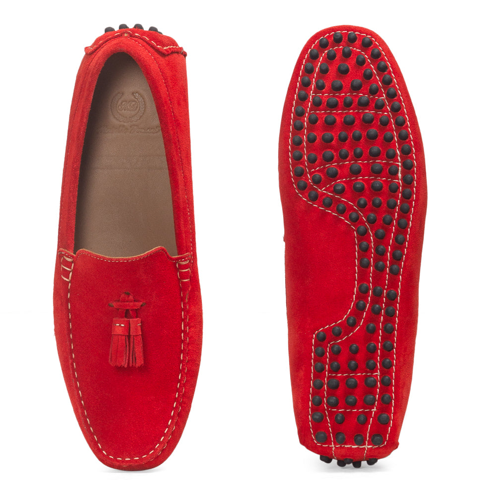 Gommino Suede Tassel Loafers (Red)